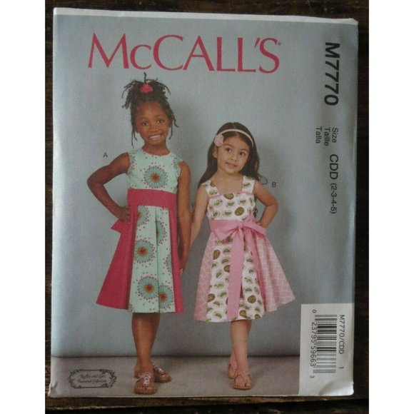 New McCall's M7770 CDD Pattern Girls' Easter Spring Dresses with Sash Size 2-5 - Picture 1 of 12